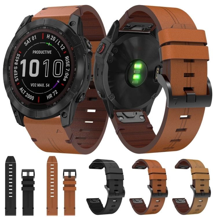 For Garmin Instinct 2X Solar Leather Steel Buckle Watch Band(Black) by bashfashion