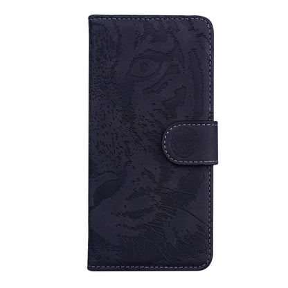 For iPhone 16e Tiger Embossing Pattern Leather Phone Case(Black) by bashfashion