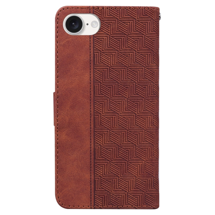 For iPhone 16e Geometric Embossed Leather Phone Case(Brown) by bashfashion