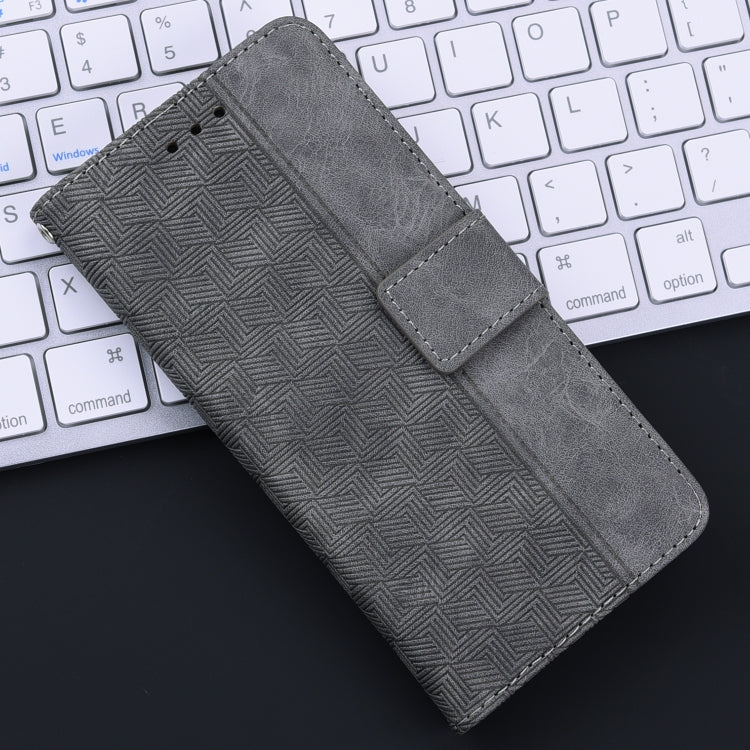 For iPhone 16e Geometric Embossed Leather Phone Case(Grey) by bashfashion
