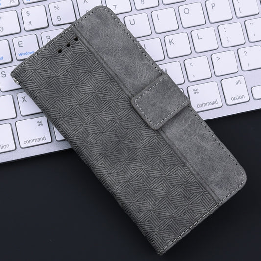 For iPhone 16e Geometric Embossed Leather Phone Case(Grey) by bashfashion