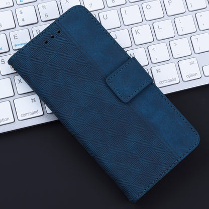 For iPhone 16e Geometric Embossed Leather Phone Case(Blue) by bashfashion