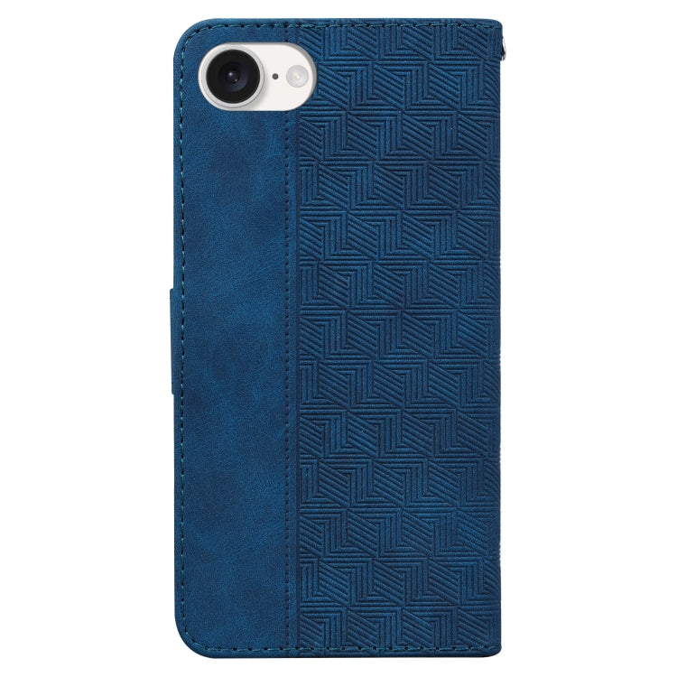 For iPhone 16e Geometric Embossed Leather Phone Case(Blue) by bashfashion