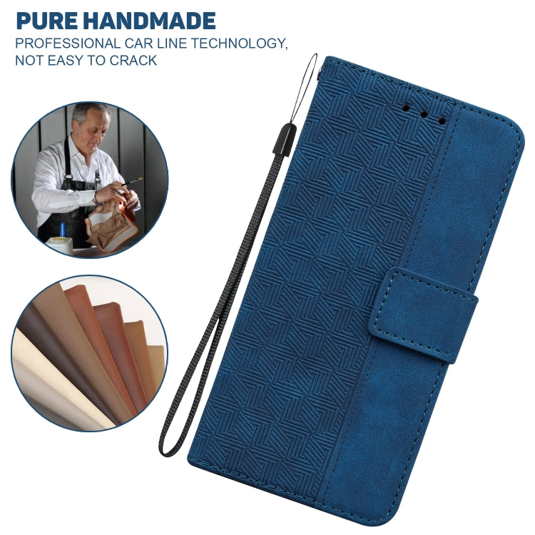 For iPhone 16e Geometric Embossed Leather Phone Case(Blue) by bashfashion