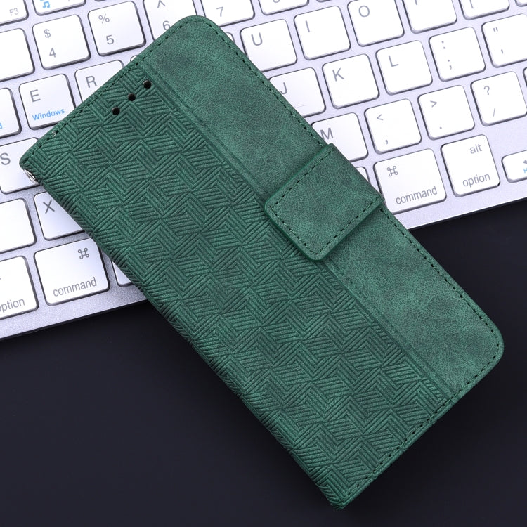 For iPhone 16e Geometric Embossed Leather Phone Case(Green) by bashfashion