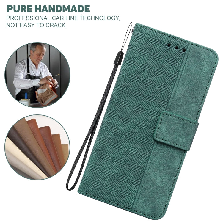For iPhone 16e Geometric Embossed Leather Phone Case(Green) by bashfashion