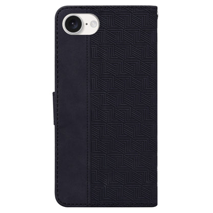 For iPhone 16e Geometric Embossed Leather Phone Case(Black) by bashfashion