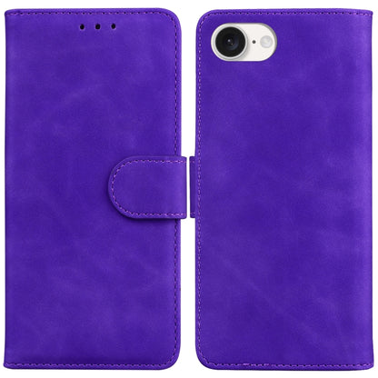 For iPhone 16e Skin Feel Pure Color Flip Leather Phone Case(Purple) by bashfashion