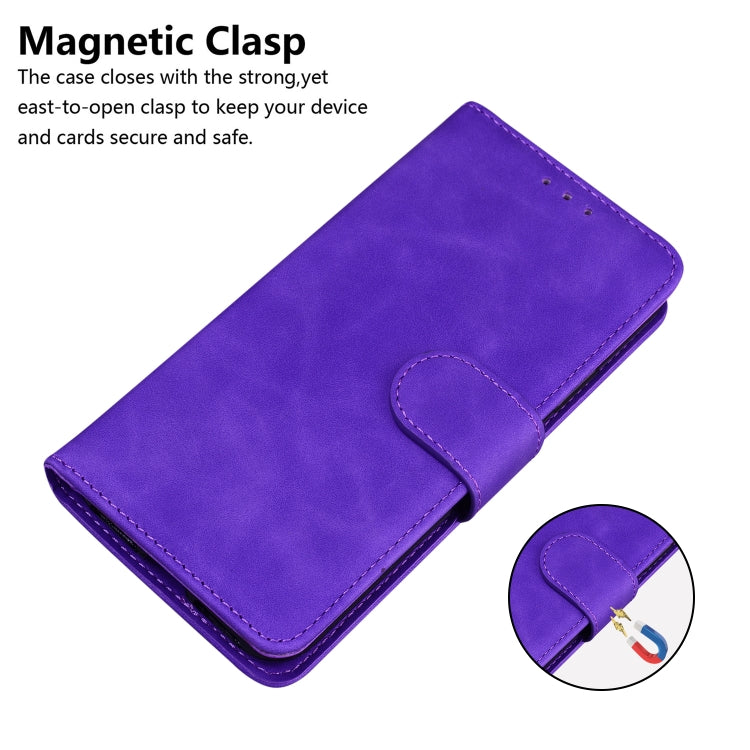 For iPhone 16e Skin Feel Pure Color Flip Leather Phone Case(Purple) by bashfashion