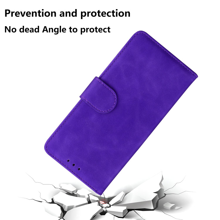 For iPhone 16e Skin Feel Pure Color Flip Leather Phone Case(Purple) by bashfashion