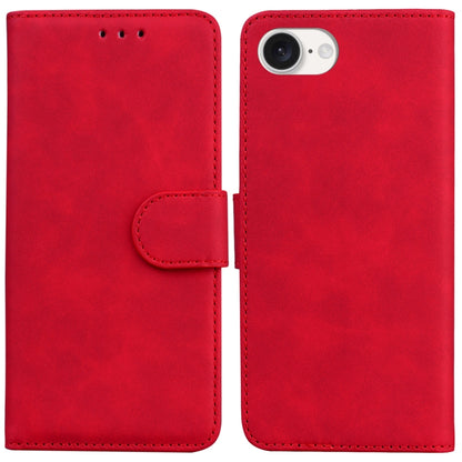 For iPhone 16e Skin Feel Pure Color Flip Leather Phone Case(Red) by bashfashion