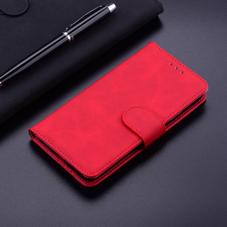 For iPhone 16e Skin Feel Pure Color Flip Leather Phone Case(Red) by bashfashion