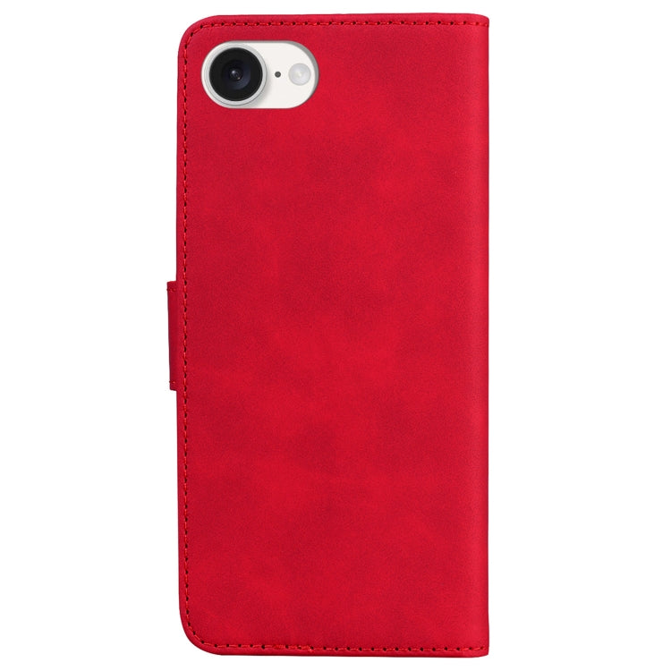 For iPhone 16e Skin Feel Pure Color Flip Leather Phone Case(Red) by bashfashion
