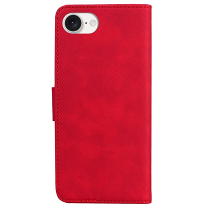 For iPhone 16e Skin Feel Pure Color Flip Leather Phone Case(Red) by bashfashion