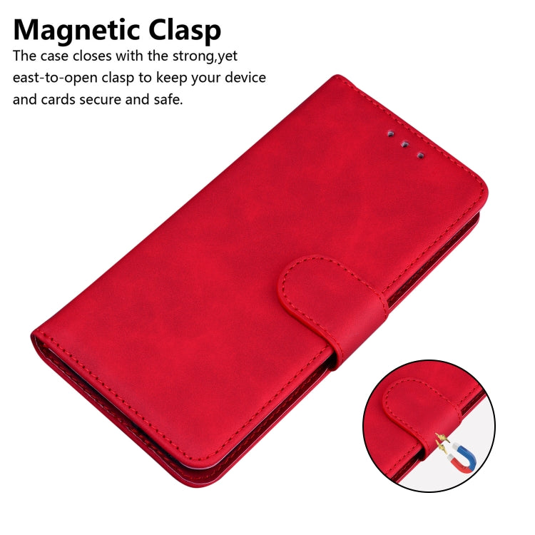 For iPhone 16e Skin Feel Pure Color Flip Leather Phone Case(Red) by bashfashion