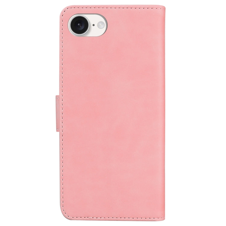 For iPhone 16e Skin Feel Pure Color Flip Leather Phone Case(Pink) by bashfashion