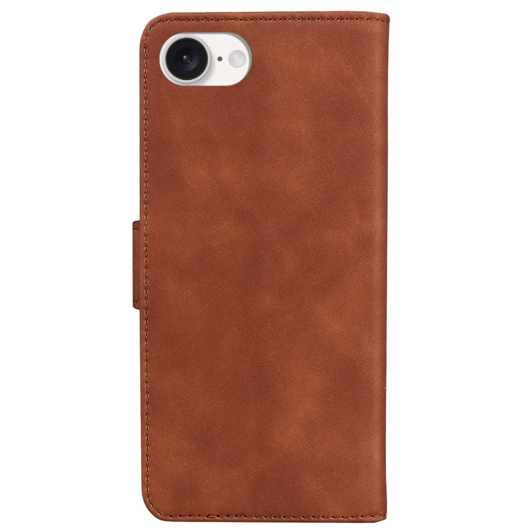 For iPhone 16e Skin Feel Pure Color Flip Leather Phone Case(Brown) by bashfashion