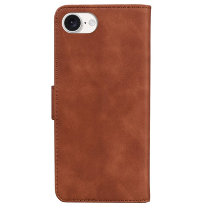 For iPhone 16e Skin Feel Pure Color Flip Leather Phone Case(Brown) by bashfashion