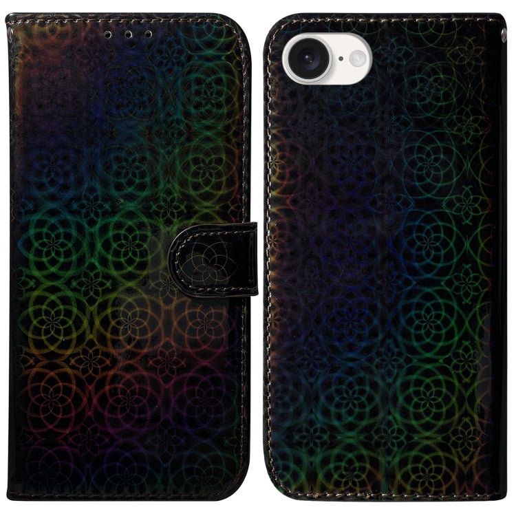 For iPhone 16e Colorful Magnetic Buckle Leather Phone Case(Black) by bashfashion