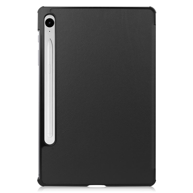 For Samsung Galaxy Tab S9 FE / S10 FE Custer Pure Color 3-Fold Holder Smart Leather Tablet Case(Black) by bashfashion