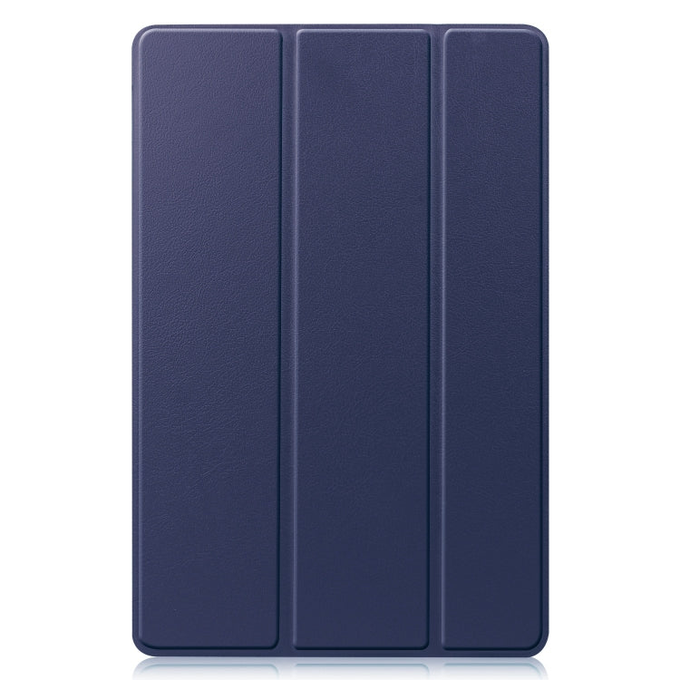 For Samsung Galaxy Tab S9 FE / S10 FE Custer Pure Color 3-Fold Holder Smart Leather Tablet Case(Dark Blue) by bashfashion