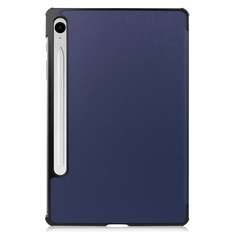 For Samsung Galaxy Tab S9 FE / S10 FE Custer Pure Color 3-Fold Holder Smart Leather Tablet Case(Dark Blue) by bashfashion