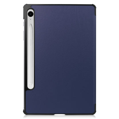 For Samsung Galaxy Tab S9 FE / S10 FE Custer Pure Color 3-Fold Holder Smart Leather Tablet Case(Dark Blue) by bashfashion