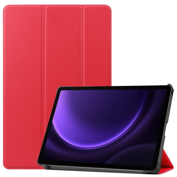 For Samsung Galaxy Tab S9 FE / S10 FE Custer Pure Color 3-Fold Holder Smart Leather Tablet Case(Red) by bashfashion