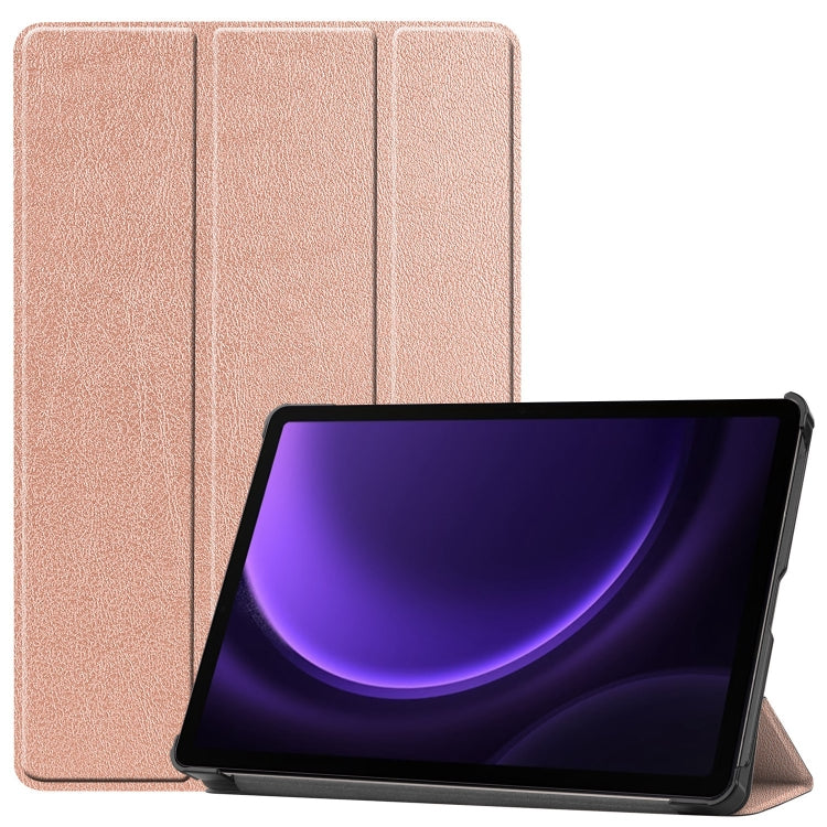 For Samsung Galaxy Tab S9 FE / S10 FE Custer Pure Color 3-Fold Holder Smart Leather Tablet Case(Rose Gold) by bashfashion