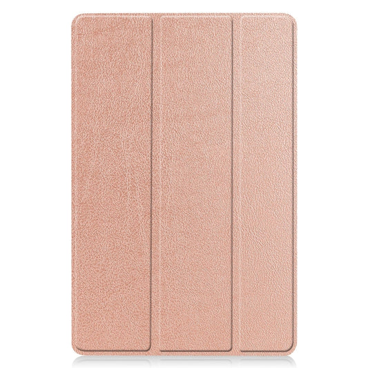 For Samsung Galaxy Tab S9 FE / S10 FE Custer Pure Color 3-Fold Holder Smart Leather Tablet Case(Rose Gold) by bashfashion