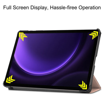 For Samsung Galaxy Tab S9 FE / S10 FE Custer Pure Color 3-Fold Holder Smart Leather Tablet Case(Rose Gold) by bashfashion