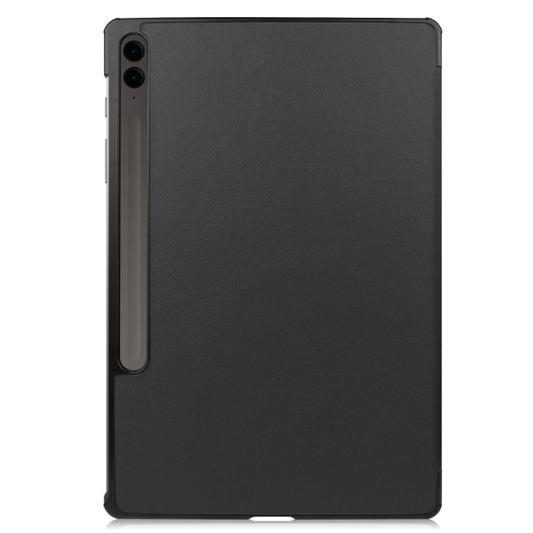 For Samsung Galaxy Tab S9 FE+ / S10+ Custer Pure Color 3-Fold Holder Smart Leather Tablet Case(Black) by bashfashion