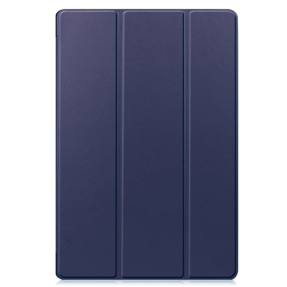 For Samsung Galaxy Tab S9 FE+ / S10+ Custer Pure Color 3-Fold Holder Smart Leather Tablet Case(Dark Blue) by bashfashion