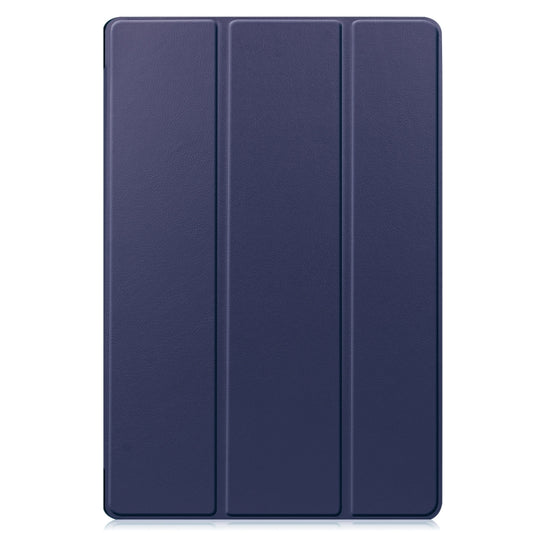 For Samsung Galaxy Tab S9 FE+ / S10+ Custer Pure Color 3-Fold Holder Smart Leather Tablet Case(Dark Blue) by bashfashion