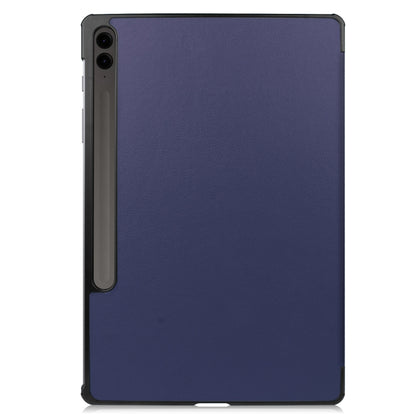 For Samsung Galaxy Tab S9 FE+ / S10+ Custer Pure Color 3-Fold Holder Smart Leather Tablet Case(Dark Blue) by bashfashion