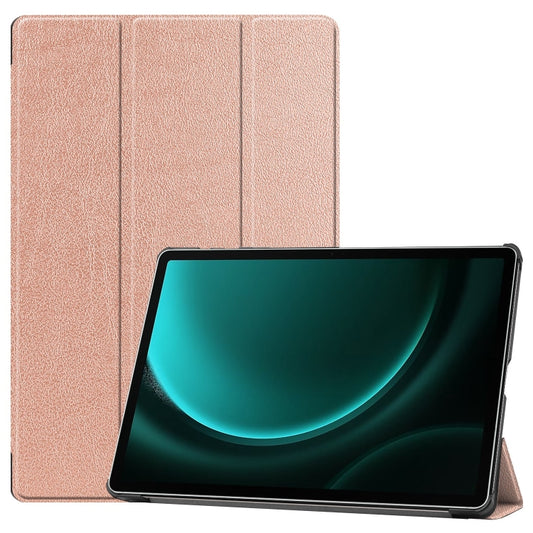 For Samsung Galaxy Tab S9 FE+ / S10+ Custer Pure Color 3-Fold Holder Smart Leather Tablet Case(Rose Gold) by bashfashion