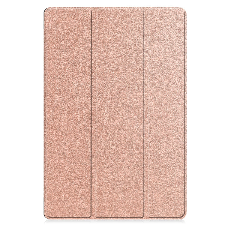For Samsung Galaxy Tab S9 FE+ / S10+ Custer Pure Color 3-Fold Holder Smart Leather Tablet Case(Rose Gold) by bashfashion