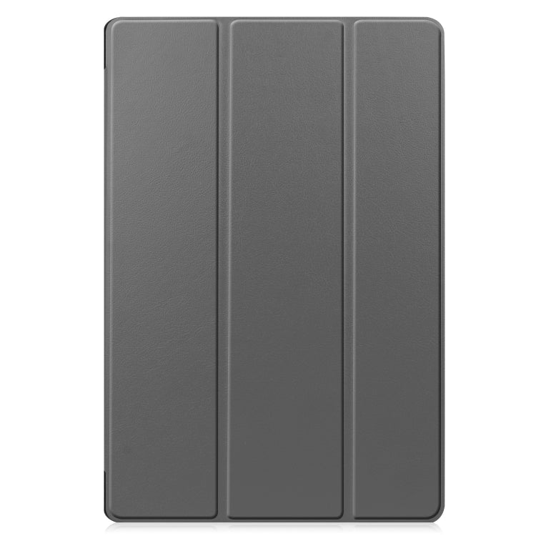 For Samsung Galaxy Tab S9 FE+ / S10+ Custer Pure Color 3-Fold Holder Smart Leather Tablet Case(Grey) by bashfashion