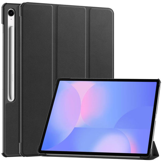 For Samsung Galaxy Tab S10 FE+ Custer Pure Color 3-Fold Holder Smart Leather Tablet Case(Black) by bashfashion