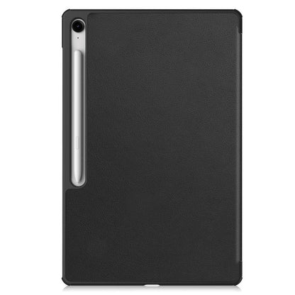 For Samsung Galaxy Tab S10 FE+ Custer Pure Color 3-Fold Holder Smart Leather Tablet Case(Black) by bashfashion