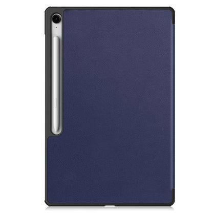For Samsung Galaxy Tab S10 FE+ Custer Pure Color 3-Fold Holder Smart Leather Tablet Case(Dark Blue) by bashfashion