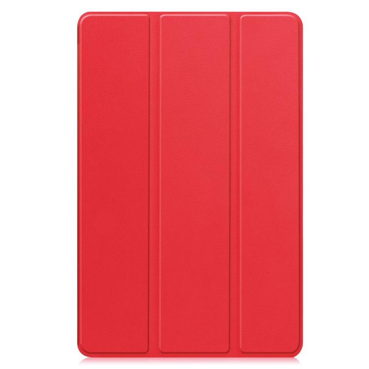 For Samsung Galaxy Tab S10 FE+ Custer Pure Color 3-Fold Holder Smart Leather Tablet Case(Red) by bashfashion