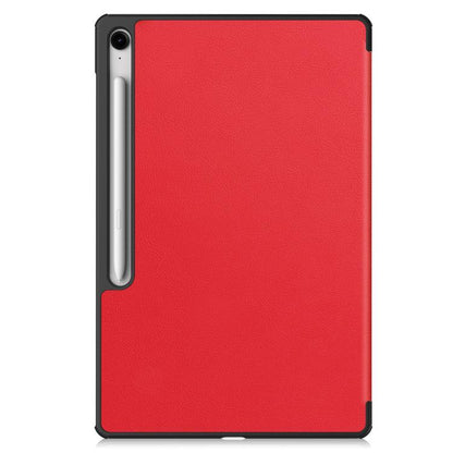 For Samsung Galaxy Tab S10 FE+ Custer Pure Color 3-Fold Holder Smart Leather Tablet Case(Red) by bashfashion