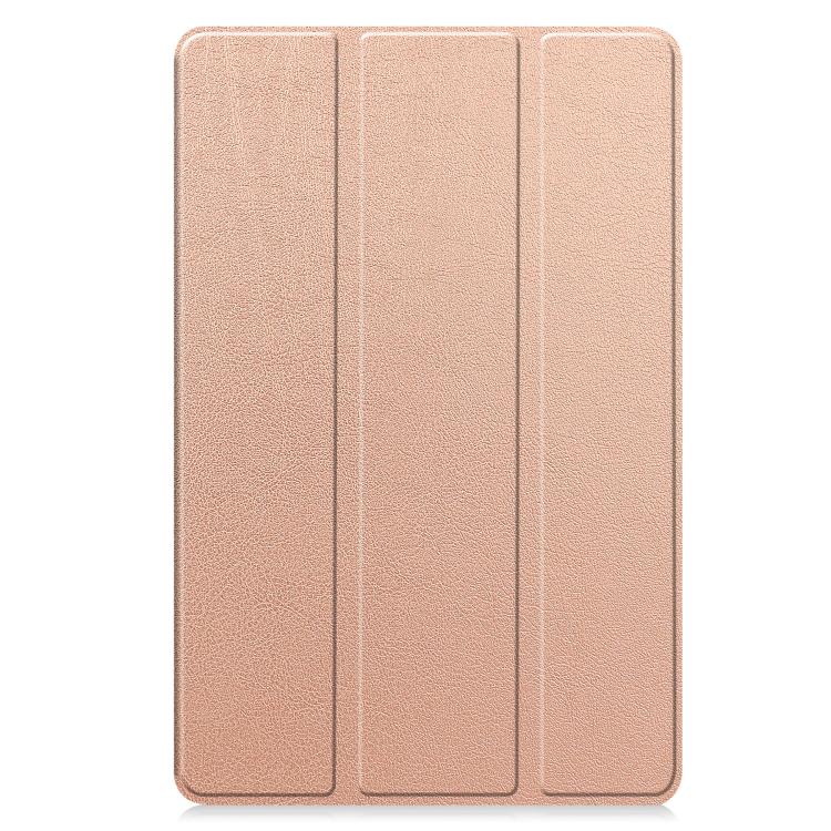 For Samsung Galaxy Tab S10 FE+ Custer Pure Color 3-Fold Holder Smart Leather Tablet Case(Rose Gold) by bashfashion