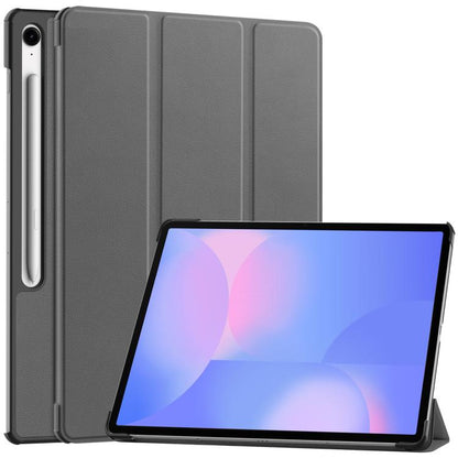 For Samsung Galaxy Tab S10 FE+ Custer Pure Color 3-Fold Holder Smart Leather Tablet Case(Grey) by bashfashion