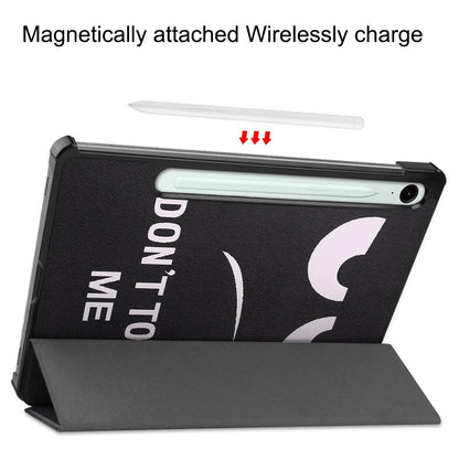 For Samsung Galaxy Tab S9 FE / S10 FE Custer Painted 3-Fold Holder Smart Leather Tablet Case(Big Eye Me) by bashfashion