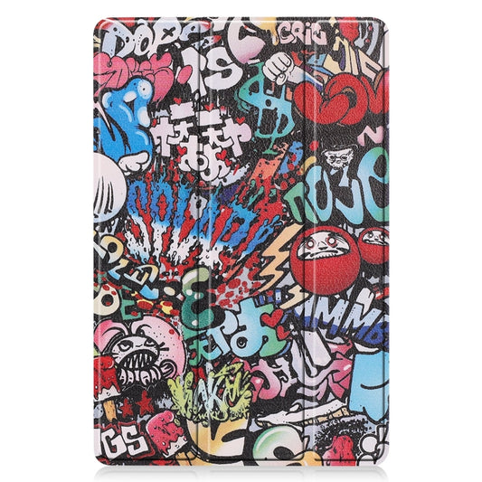 For Samsung Galaxy Tab S9 FE / S10 FE Custer Painted 3-Fold Holder Smart Leather Tablet Case(Graffiti) by bashfashion