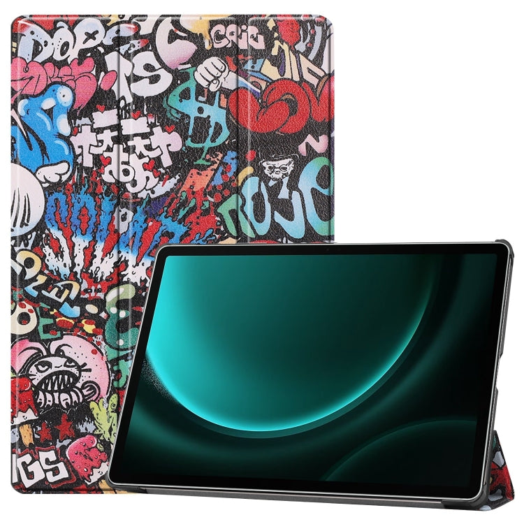 For Samsung Galaxy Tab S9 FE+ / S10+ Custer Painted 3-Fold Holder Smart Leather Tablet Case(Graffiti) by bashfashion