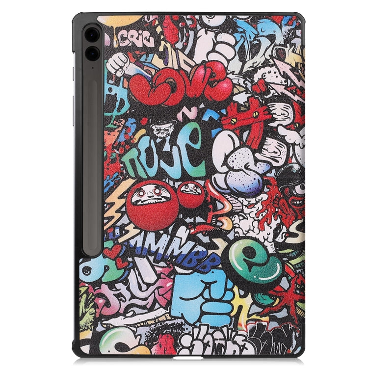 For Samsung Galaxy Tab S9 FE+ / S10+ Custer Painted 3-Fold Holder Smart Leather Tablet Case(Graffiti) by bashfashion
