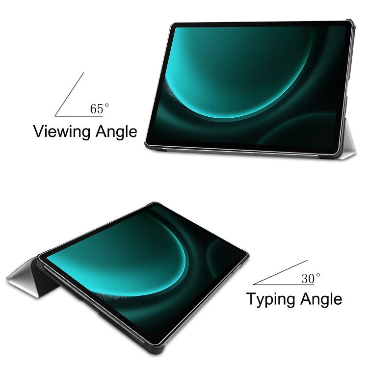 For Samsung Galaxy Tab S9 FE+ / S10+ Custer Painted 3-Fold Holder Smart Leather Tablet Case(Lazy Cat) by bashfashion